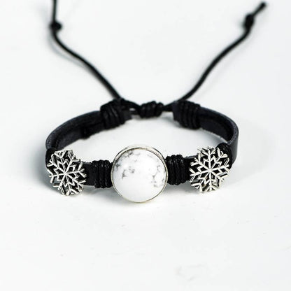 Santa Snowflake Crystal Button Bracelet