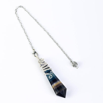 Twelve Faceted Wire-Wrapped Energy Crystal Pendulum