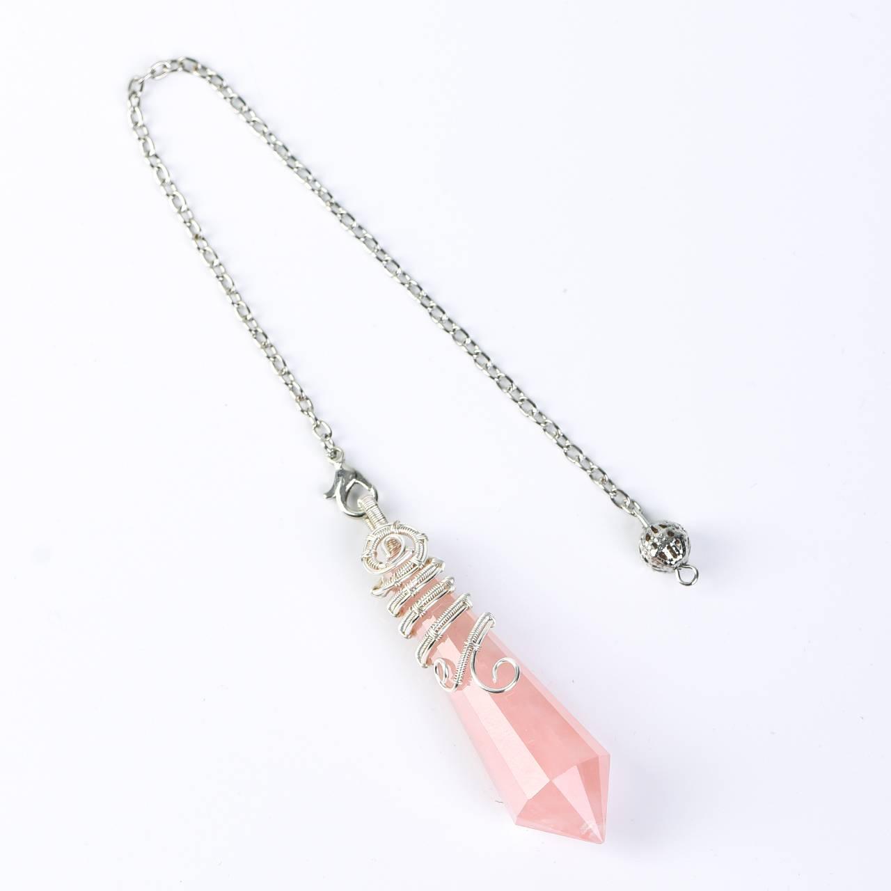 Twelve Faceted Wire-Wrapped Energy Crystal Pendulum