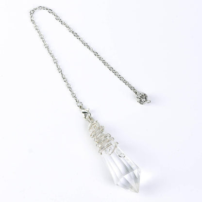 Twelve Faceted Wire-Wrapped Energy Crystal Pendulum